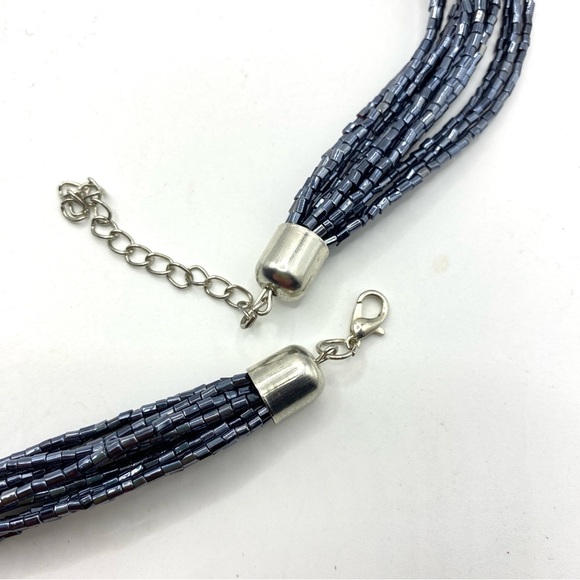 Multi-Strand Gunmetal Tiny Shiny Beaded Necklace - Picture 6 of 9